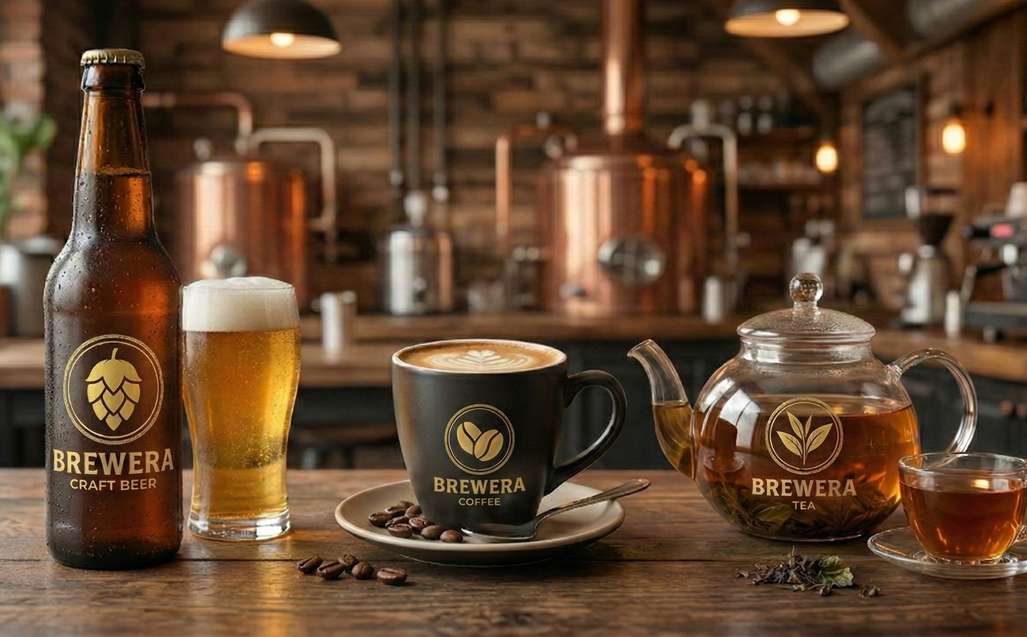 Brewera brand concept – beer, coffee and tea products